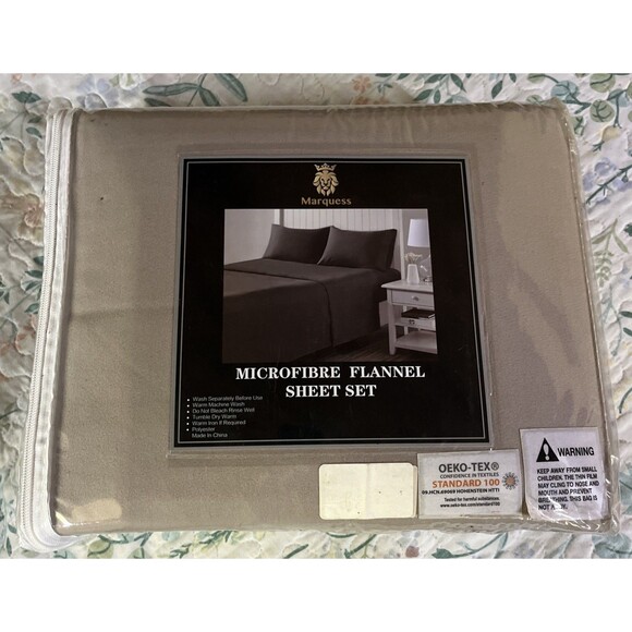 Marquess Microfiber Flannel Sheet Set Size Full Tan Brown New In Package - Picture 4 of 6